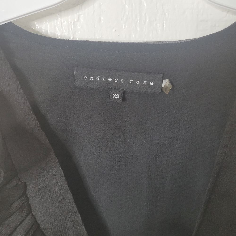 Endless Rose Dress Black Chiffon Ruffled Mini Women's Sz XS NWOT - Picture 8 of 8